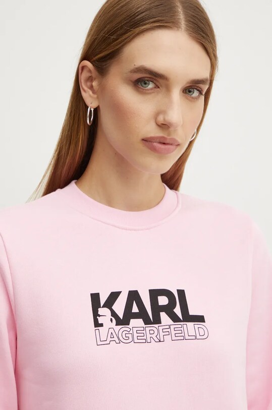 Pamučna dukserica Karl Lagerfeld roza 24WW1803