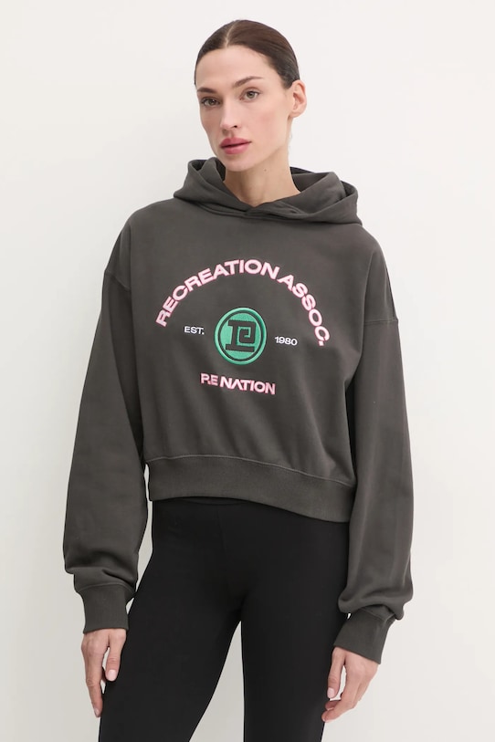 Бавовняна кофта P.E Nation Cresent з капюшоном сірий 244H382