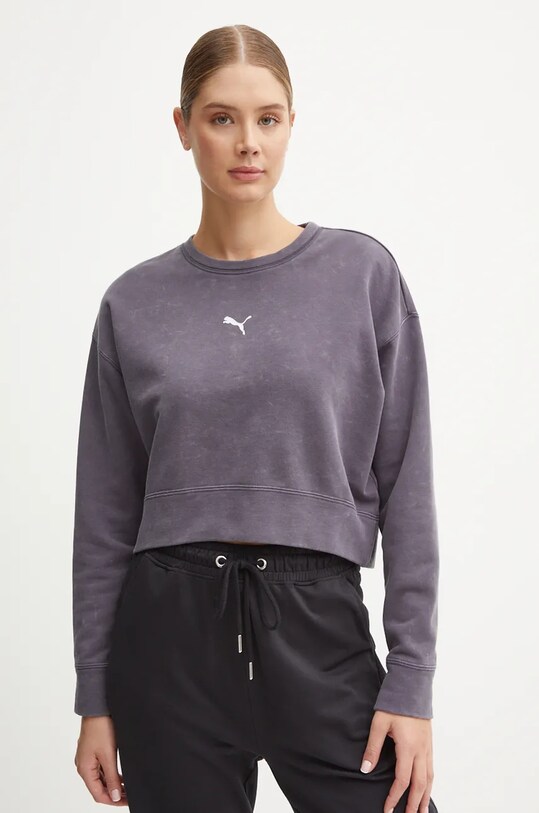 Bavlněná mikina Puma bez kapuce šedá 626799