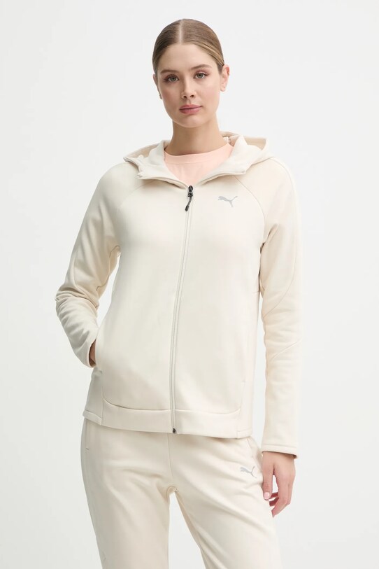 Хлопковая кофта Puma с капюшоном бежевый 681673