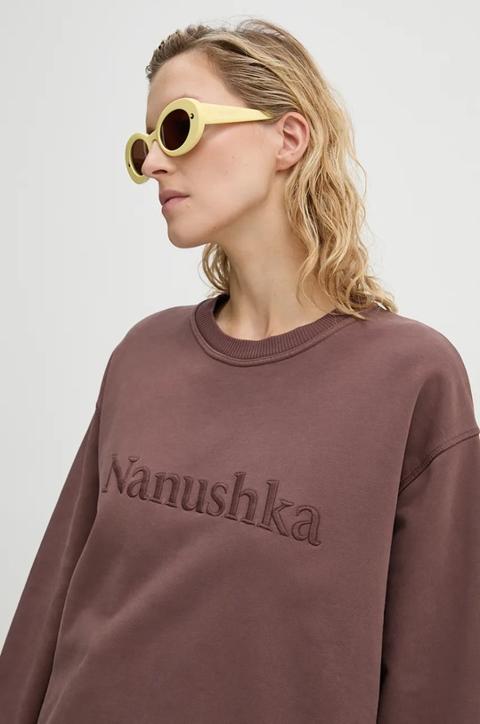 Βαμβακερή μπλούζα Nanushka REMY καφέ NU24PFSH03478