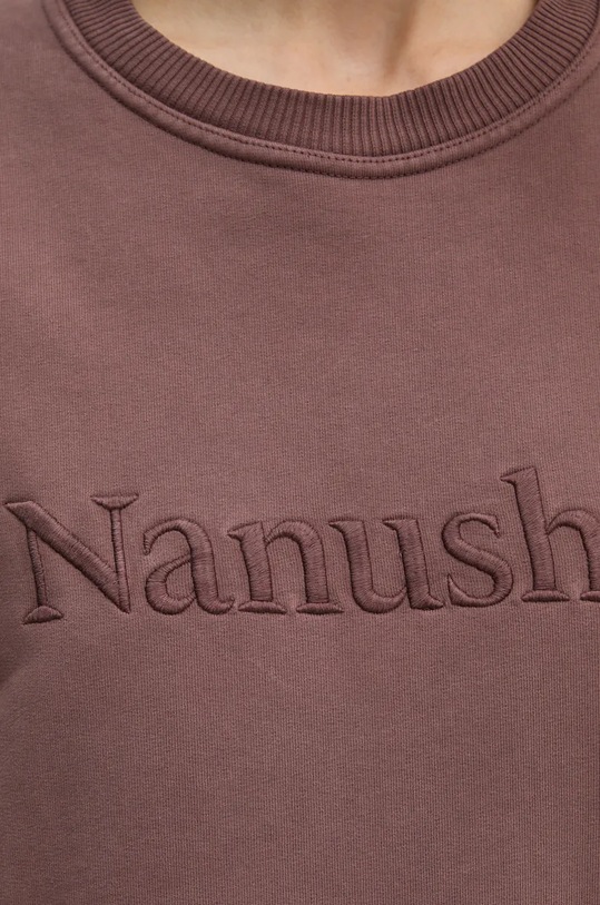 Βαμβακερή μπλούζα Nanushka REMY NU24PFSH03478 καφέ