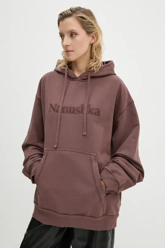 Nanushka hanorac de bumbac EVER imprimeu maro NU24PFSH03378