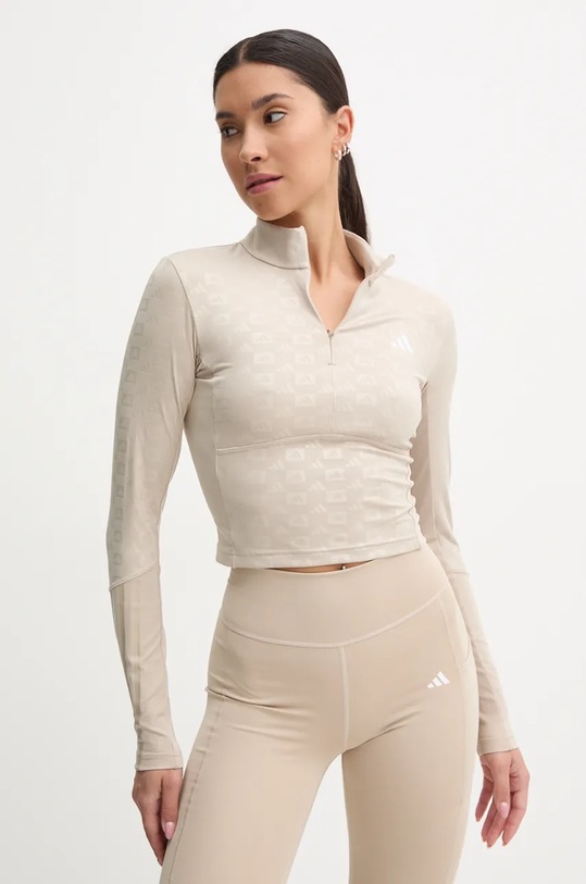 Tréninková mikina adidas Performance Hyperglam bez kapuce béžová IX3201