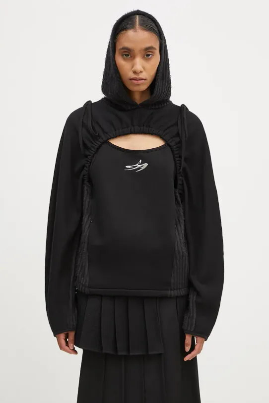 Andersson Bell sweatshirt Essential Cut Out Shirring Hoodie plain black atb1193w