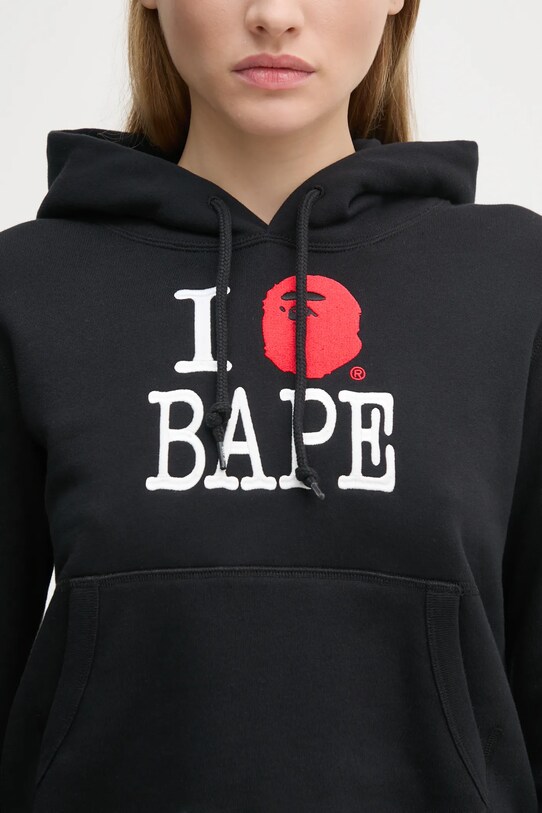 A Bathing Ape bluza bawełniana I LOVE BAPE PULLOVER HOODIE czarny 1K80214002