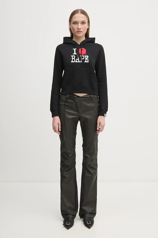 A Bathing Ape felpa in cotone I LOVE BAPE PULLOVER HOODIE 1K80214002 nero