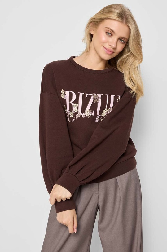 Bizuu bluza bawełniana MORISA nadruk brązowy MORISA.BRAZOWY
