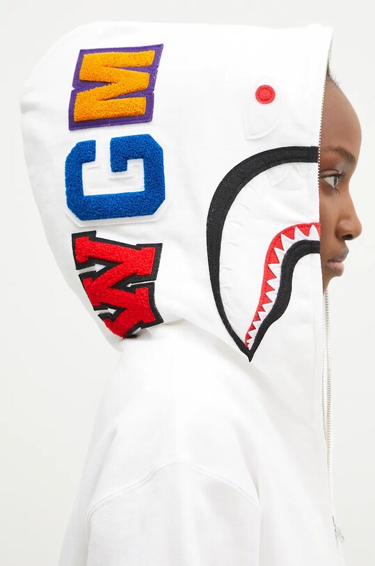 Бавовняна кофта A Bathing Ape Shark Full Zip 1K80215008 білий