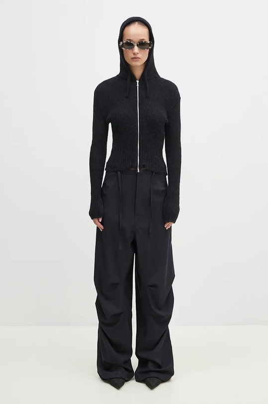 Our Legacy woolen cardigan Compact Hood W4243CB black