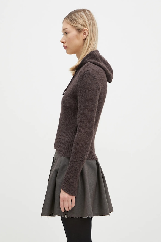 Clothing Our Legacy woolen cardigan Compact Hood W4243CSB brown