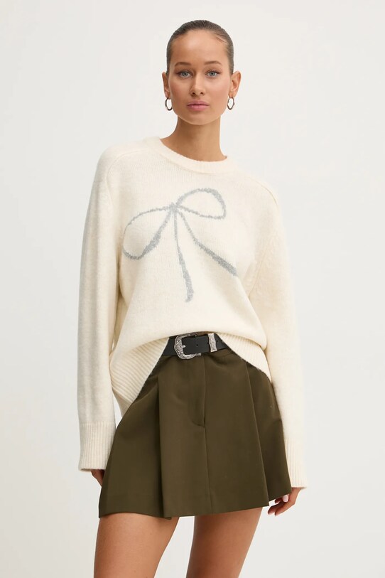 Abercrombie & Fitch sweter z domieszką wełny okrągły beżowy KI150.4364.178