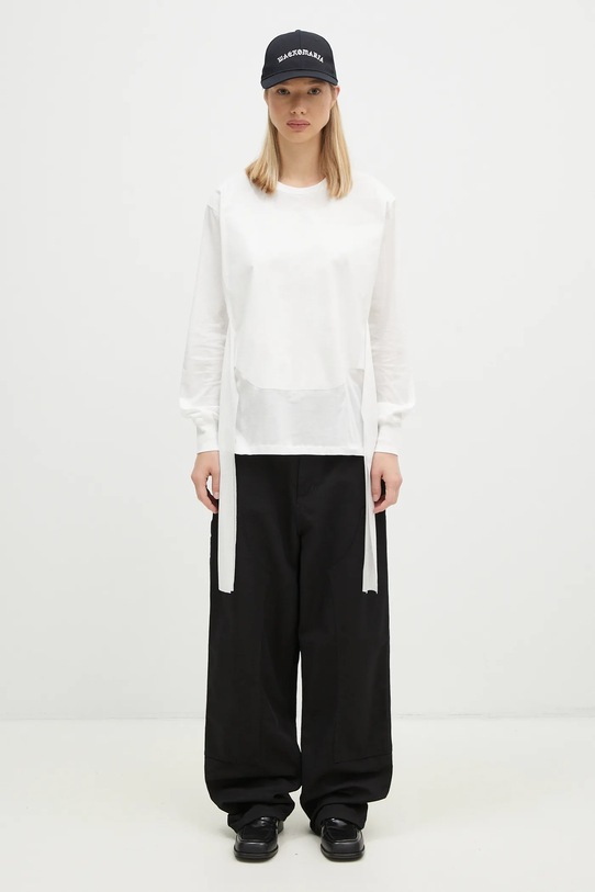 Βαμβακερή μπλούζα με μακριά μανίκια Undercover C/S χαλαρό λευκό UC2D1805