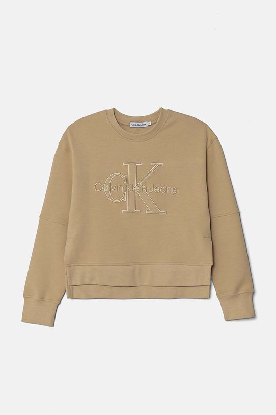 Dječja dukserica Calvin Klein Jeans s elastinom bež IG0IG02702.9BYH.