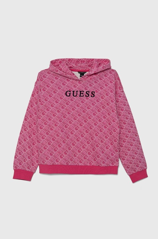 Guess bluza bawełniana dziecięca z kapturem różowy J4YQ00.KA6R4.9BYH
