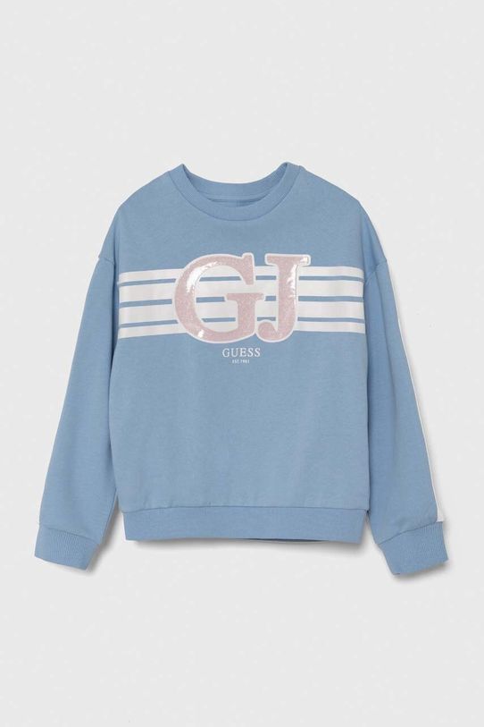 Detská bavlnená mikina Guess nášivka modrá J4YQ01.KA6R4.9BYH