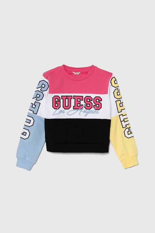 Dětská bavlněná mikina Guess bez kapuce fialová J4YQ04.KA6R3.9BYH