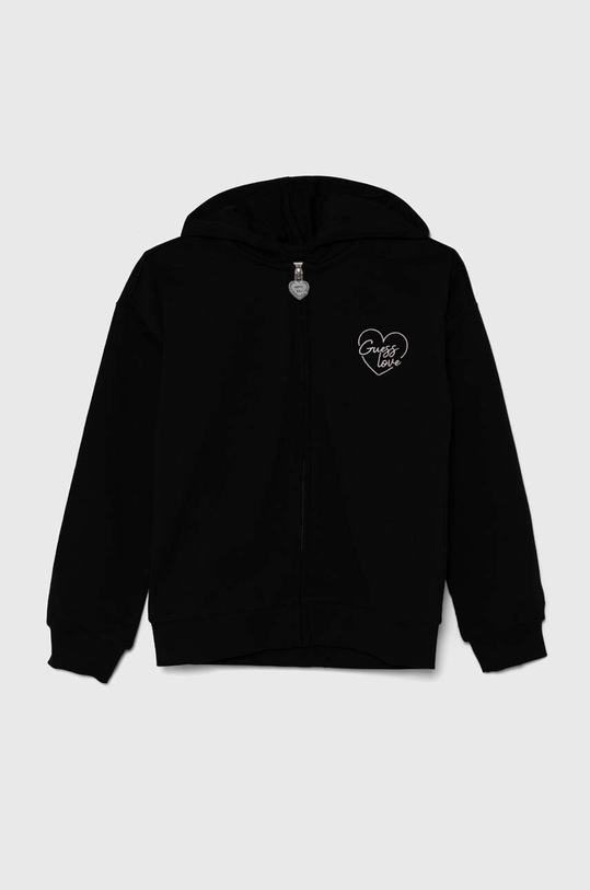 Guess bluza bawełniana dziecięca z kapturem czarny J4YQ07.KA6R3.9BYH