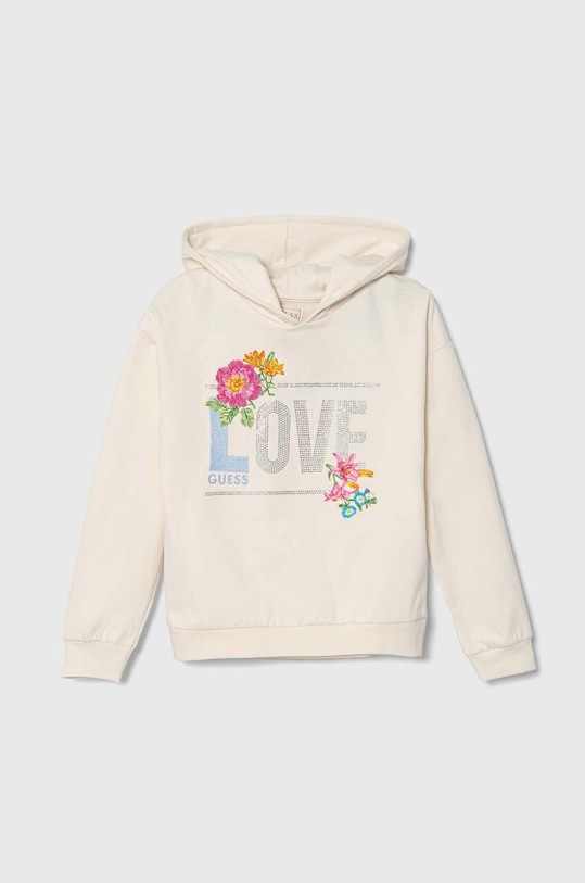 Dětská bavlněná mikina Guess s kapucí béžová J4YQ09.KAX74.9BYH