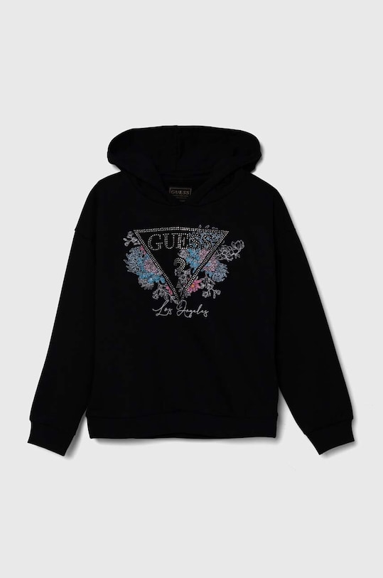 Guess bluza bawełniana dziecięca z kapturem czarny J4YQ09.KAX74.9BYH