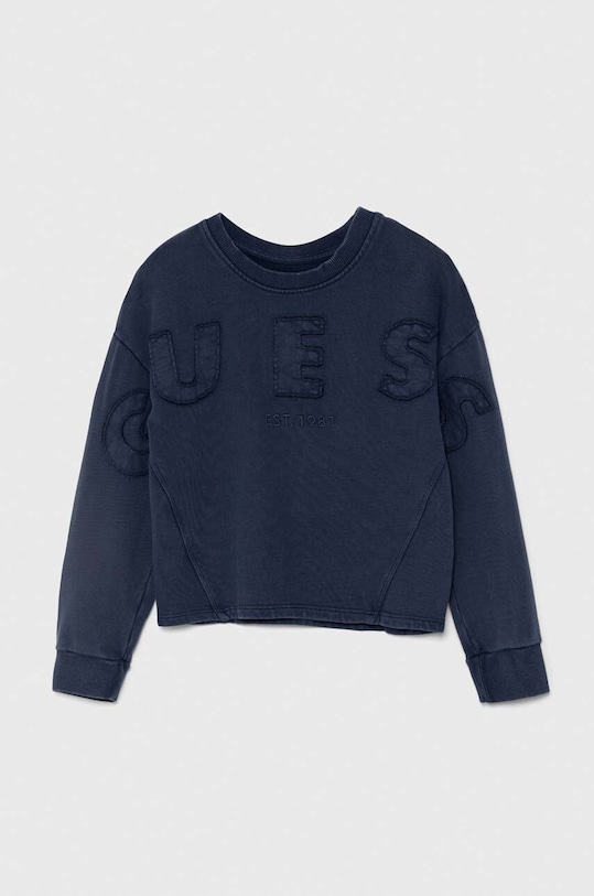 Βαμβακερή μπλούζα Guess χωρίς κουκούλα σκούρο μπλε J4YQ24.KAX74.9BYH