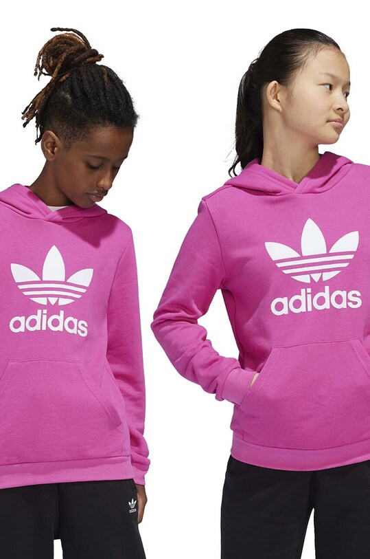 Detská mikina adidas Originals TREFOIL HOODIE s kapucňou ružová IY7444