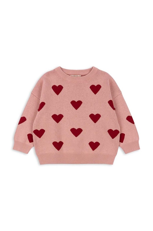 Konges Sløjd sweter bawełniany dziecięcy LAPIS KNIT BLOUSE wzorzyste różowy KS101551.G