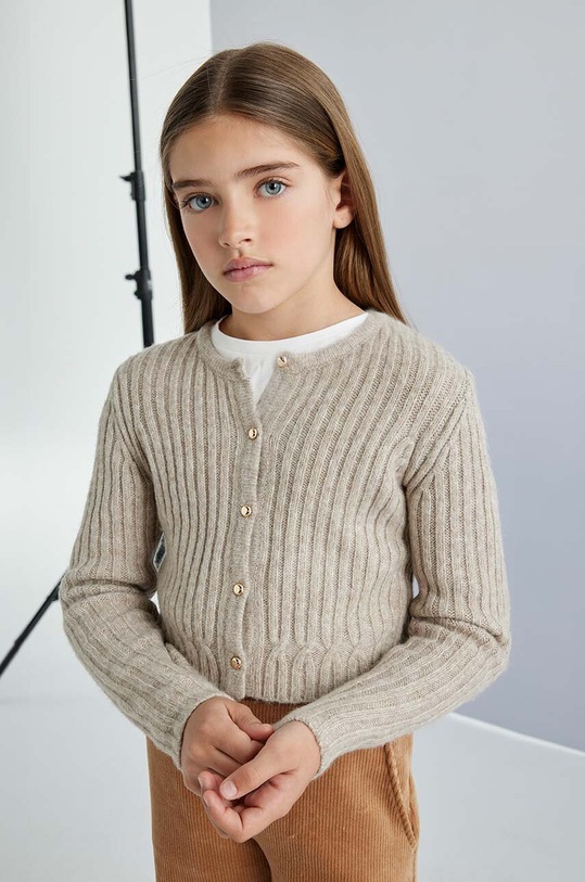 Παιδική ζακέτα με μείγμα από μαλλί Mayoral με μείγμα μαλλιού μπεζ 7312.8B.Junior.9BYH