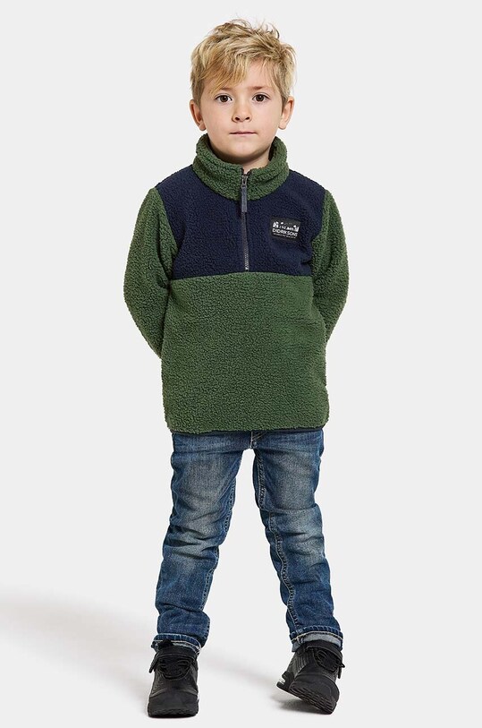 Didriksons bluza polarowa dziecięca GOSIG KIDS HALFZIP 505536 zielony