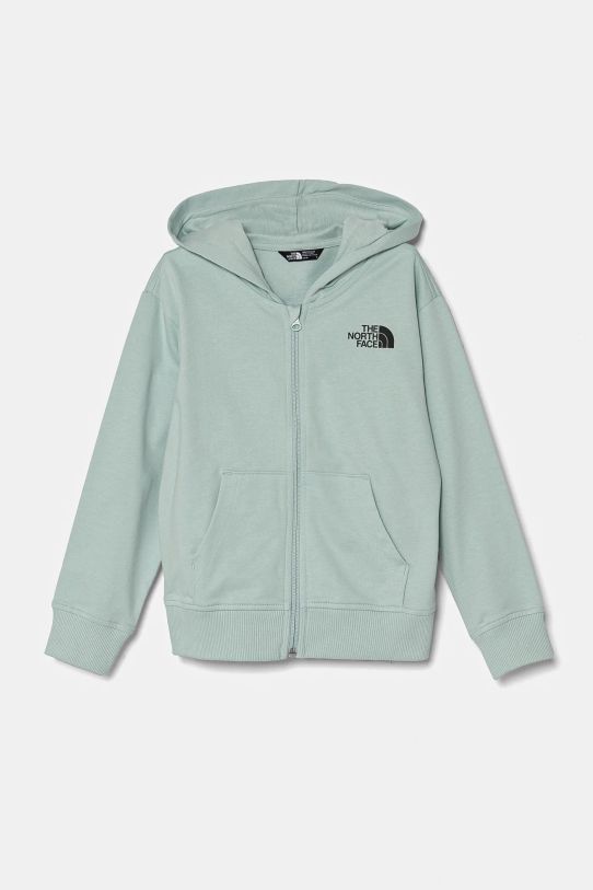 Dječja pamučna dukserica The North Face FZ OVERSIZE LIGHT HOODIE print tirkizna NF0A89HG1OC1