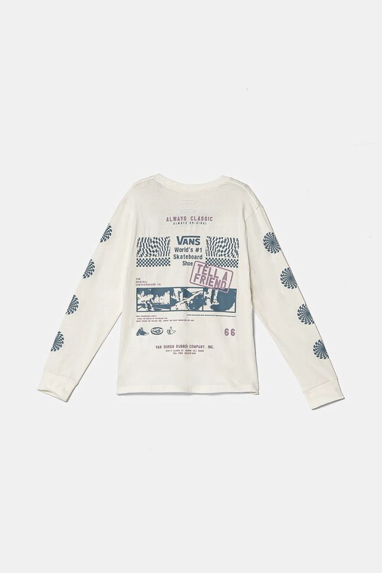 Vans longsleeve din bumbac pentru copii Always Classic BFF print alb VN000J89FS81