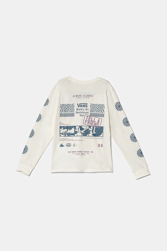 Vans longsleeve din bumbac pentru copii Always Classic BFF print alb VN000J89FS81