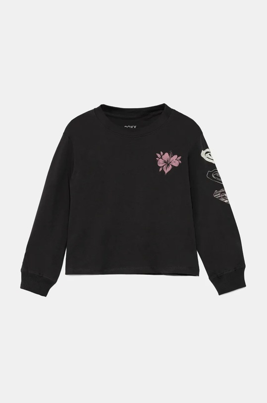 Дитячий бавовняний лонгслів Roxy LET SOMEBODY GO бавовна чорний ERGZT04059