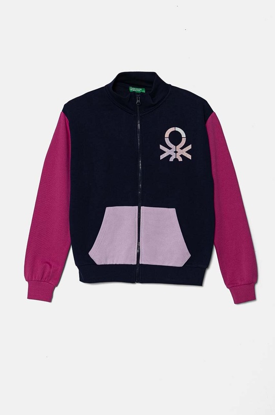 Dětská bavlněná mikina United Colors of Benetton bez kapuce fialová 3J68C503Y.G.Seasonal