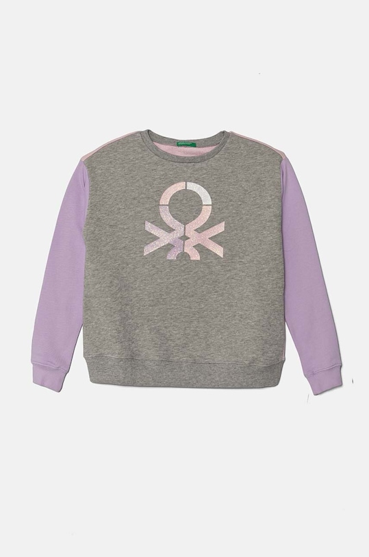 Dětská bavlněná mikina United Colors of Benetton potisk šedá 3J68C10L8.G.Seasonal