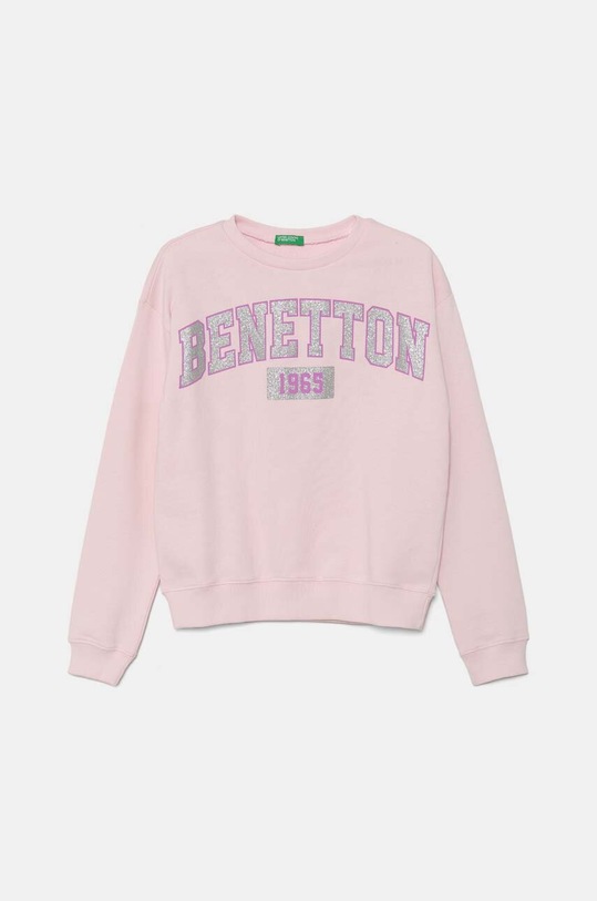 United Colors of Benetton bluza bawełniana dziecięca nadruk różowy 3J68C10L8.G.Seasonal