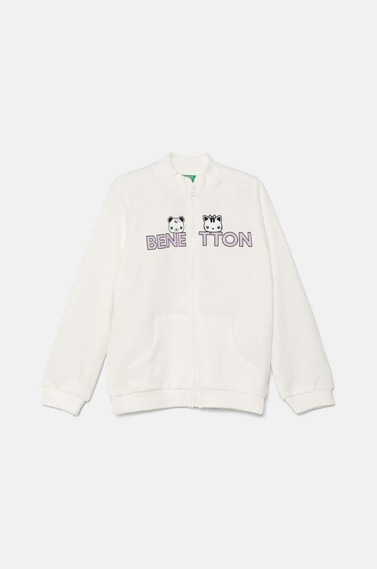 United Colors of Benetton bluza bawełniana dziecięca nadruk biały 3J70G5037.P.Seasonal
