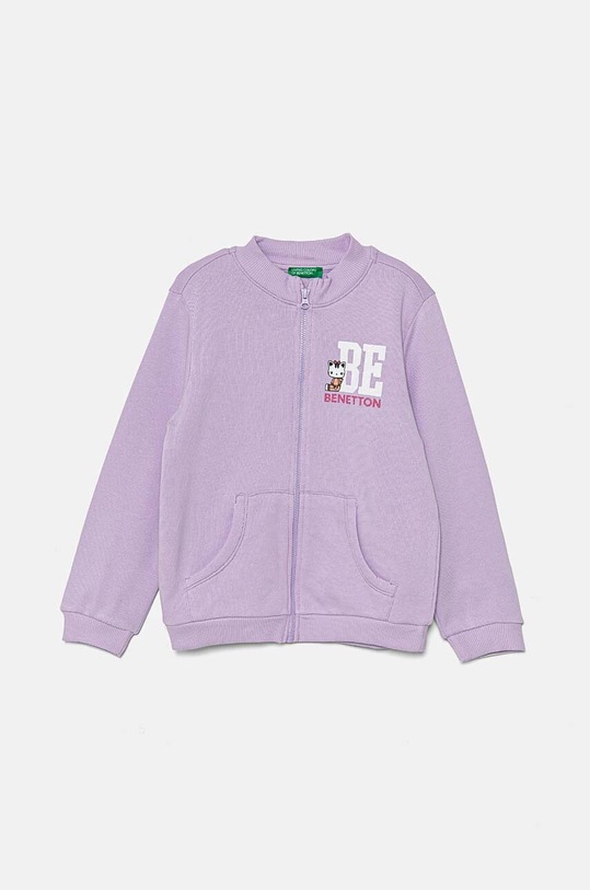 United Colors of Benetton bluza bawełniana dziecięca nadruk fioletowy 3J70G5037.P.Seasonal