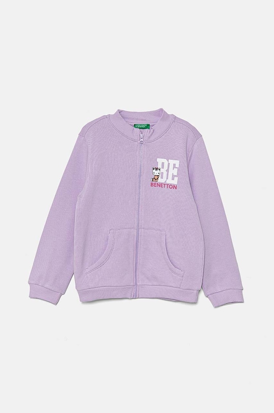 United Colors of Benetton bluza bawełniana dziecięca nadruk fioletowy 3J70G5037.P.Seasonal