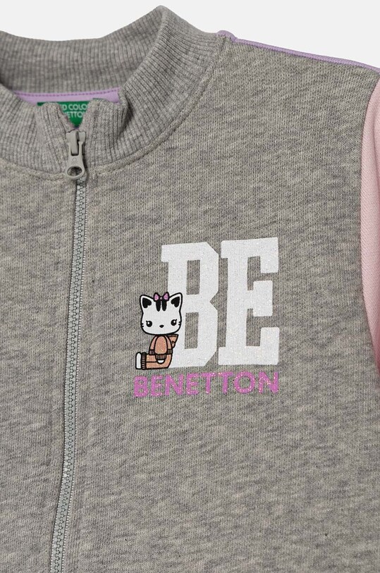 Fete United Colors of Benetton hanorac de bumbac pentru copii 3J70G5037.P.Seasonal gri