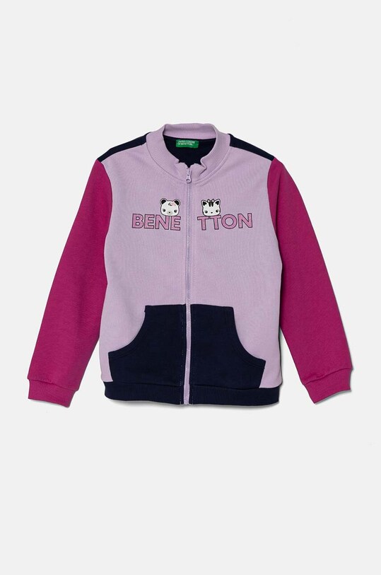 United Colors of Benetton bluza bawełniana dziecięca nadruk fioletowy 3J70G5037.P.Seasonal