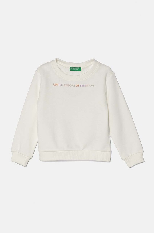 Παιδική βαμβακερή μπλούζα United Colors of Benetton χωρίς κουκούλα λευκό 3J70G10F8.P.Seasonal