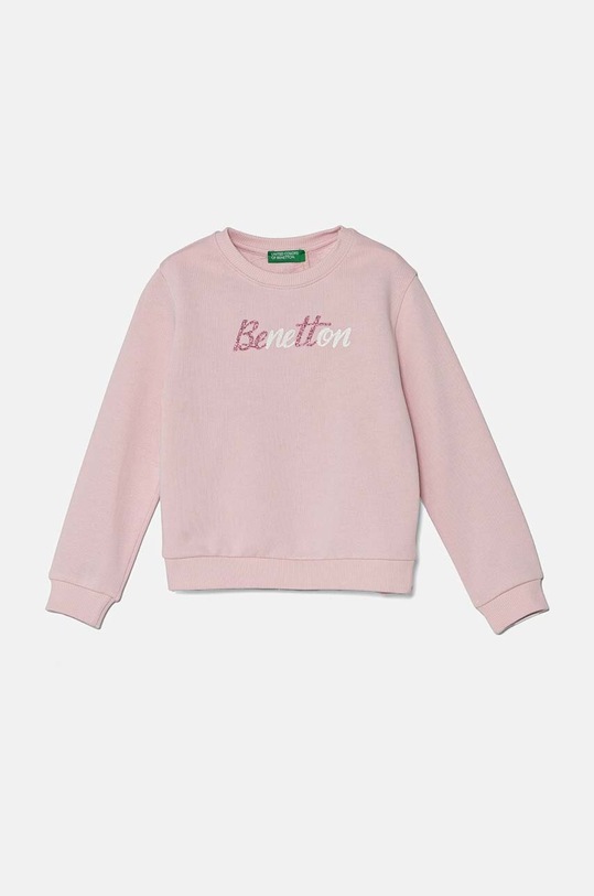 United Colors of Benetton bluza bawełniana dziecięca aplikacja różowy 3J70G10F8.P.Seasonal