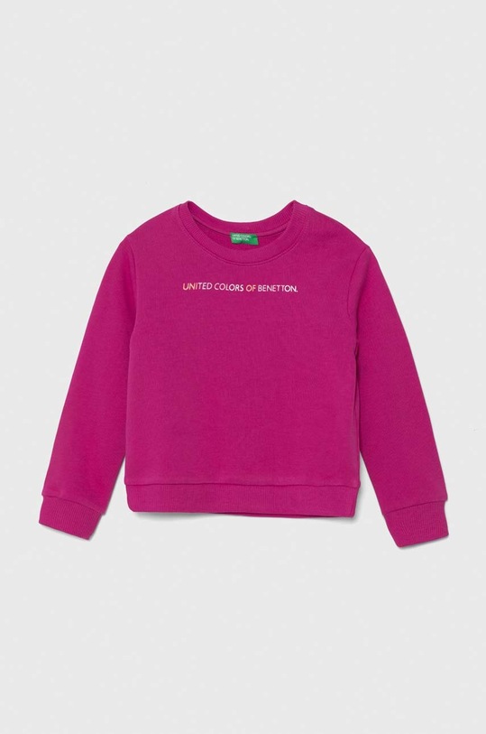 United Colors of Benetton bluza bawełniana dziecięca aplikacja różowy 3J70G10F8.P.Seasonal