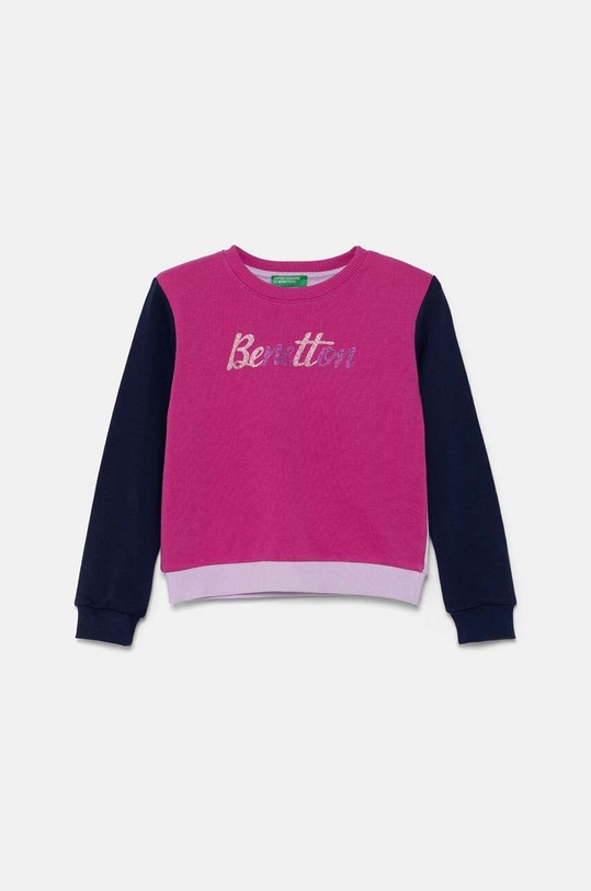 United Colors of Benetton bluza bawełniana dziecięca aplikacja fioletowy 3J70G10F8.P.Seasonal