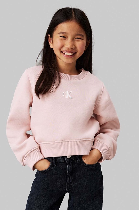 Дитяча кофта Calvin Klein Jeans без капюшона рожевий IG0IG02639.9BYH.