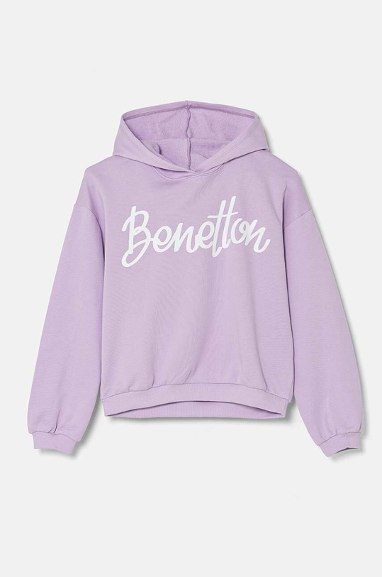 United Colors of Benetton bluza bawełniana dziecięca nadruk fioletowy 3J68C203Q.G.Seasonal