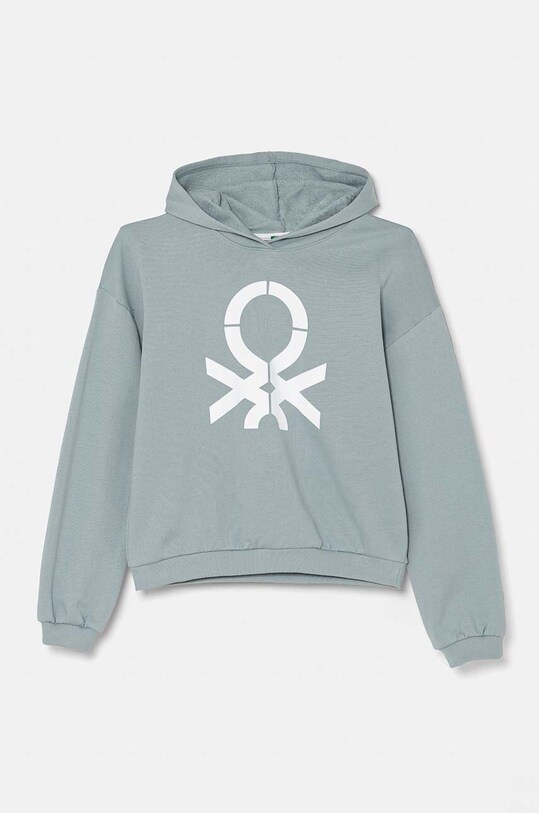 Дитяча бавовняна кофта United Colors of Benetton з капюшоном зелений 3J68C203Q.G.Seasonal