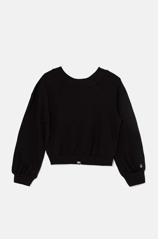United Colors of Benetton hanorac de bumbac pentru copii uni negru 33NVC400B.G.Seasonal