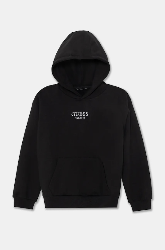 Dětská bavlněná mikina Guess s kapucí černá J4BQ31.KAV33.9BYH